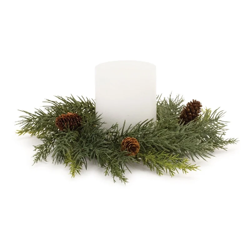 Pine Candle Ring (Set of 2) - Green