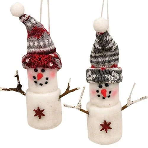 5.5" Plush Holiday Marshmallow Snowman Ornament