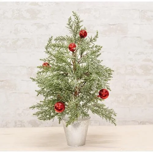 Potted Festive Snow Tree, 19"