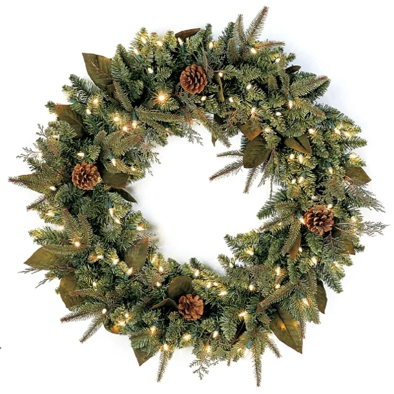 Pre-Lit Green River Spruce Artificial Christmas Wreath - 24" - Clear Lights