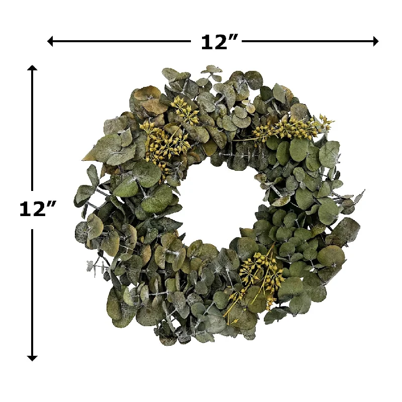 Preserved Decorative Real Dried Eucalyptus Wreath - Green