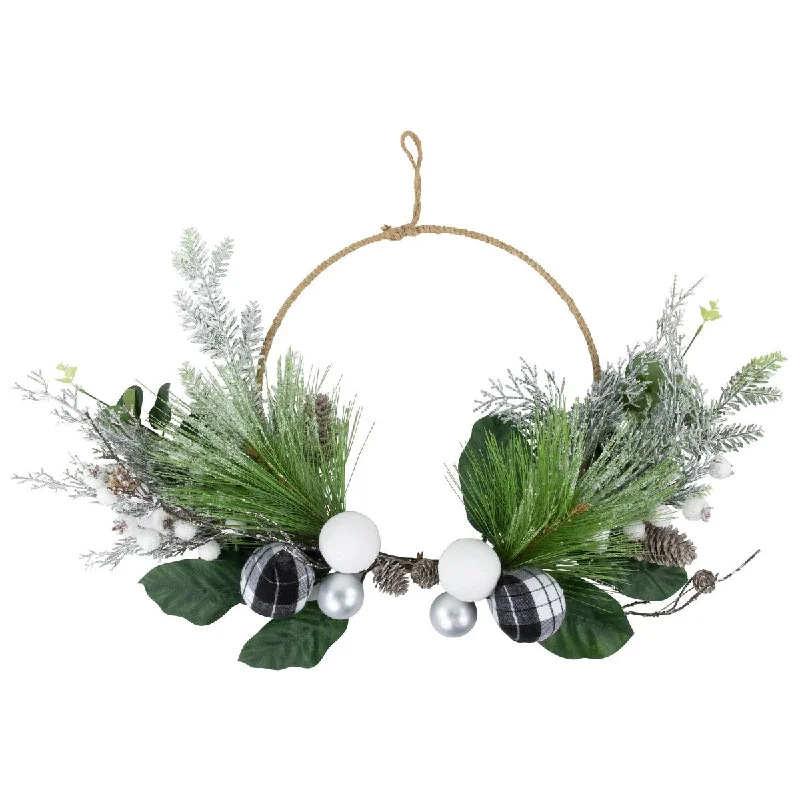 Real Touch™️ Winter Greenery with Pinecones Artificial Christmas Wreath - 18" - Unlit