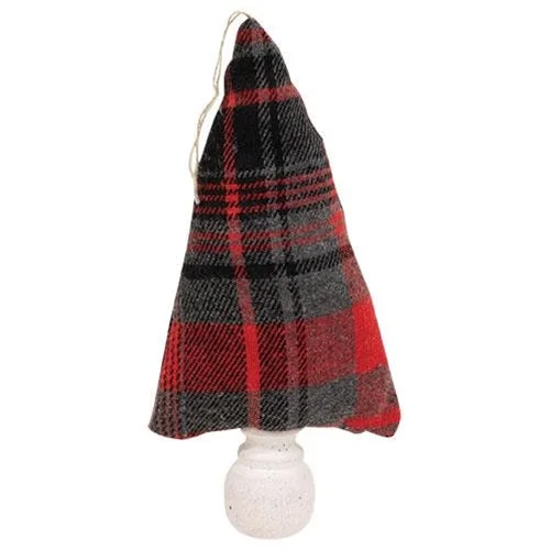 Red Black Gray Plaid Fabric Christmas Tree Ornament 8