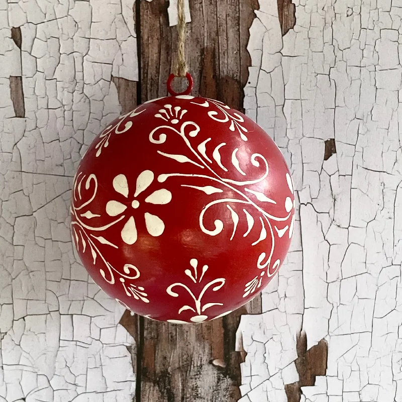 8cm Red Hand Painted Bauble