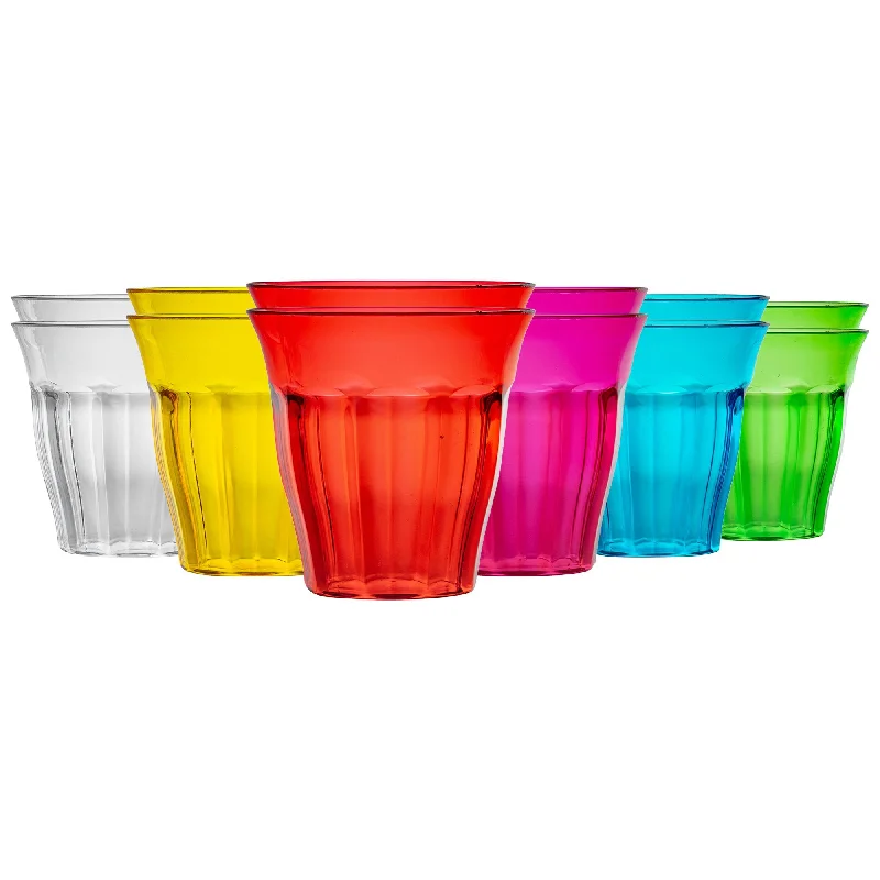 250ml Multicoloured Plastic Tumblers - Pack of 12 - By Rink Drink