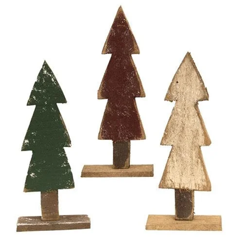 Rustic Wood Christmas Tree on Base 11 3 Asstd