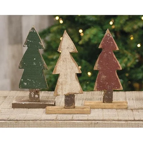 Rustic Wood Christmas Tree on Base 9 3 Asstd