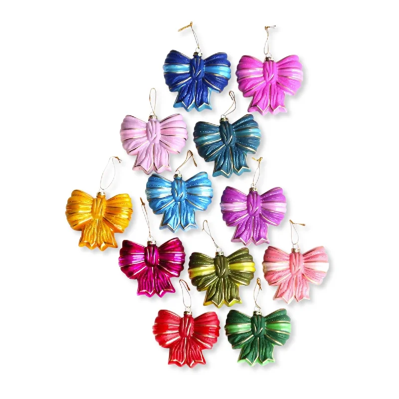 Satin Bow Ornaments S/12