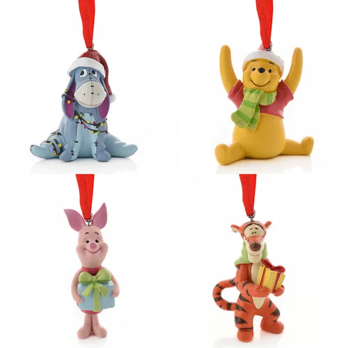 Winnie The Pooh Resin Set of 4 Christmas Tree Decorations