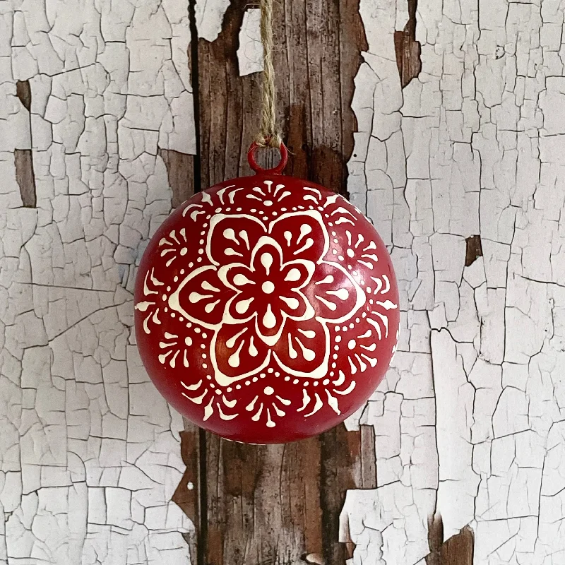 6.5cm Red Hand Painted Bauble