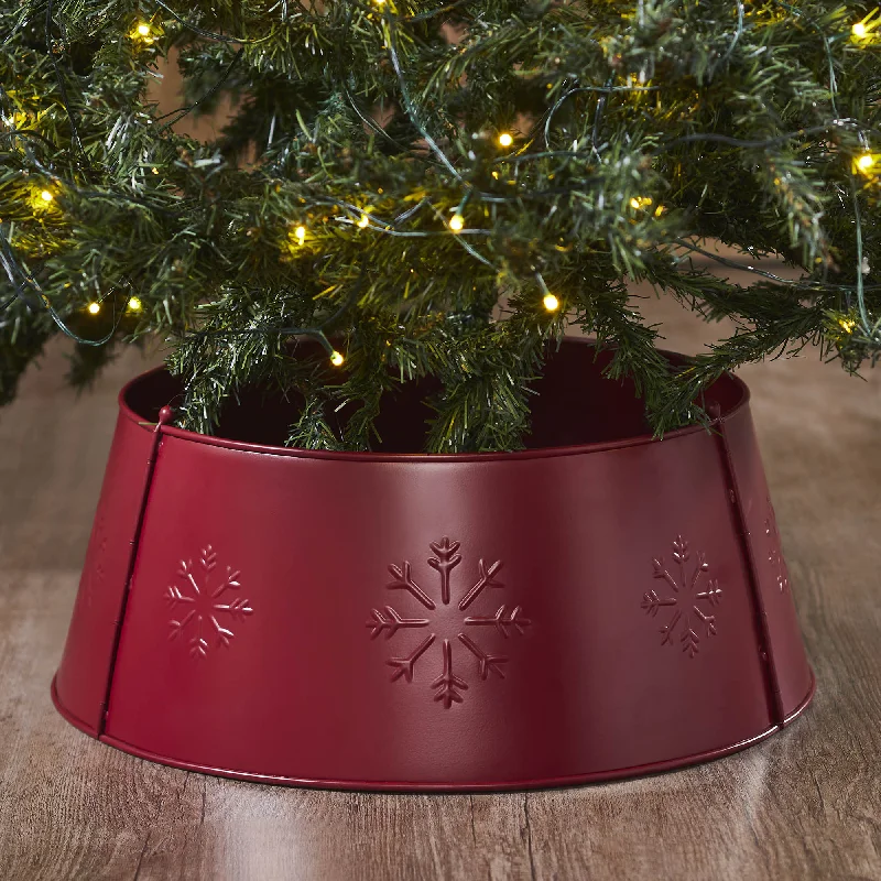 Snowflake Christmas Tree Collar Metal Burgundy 8x20x20 VHC Brands