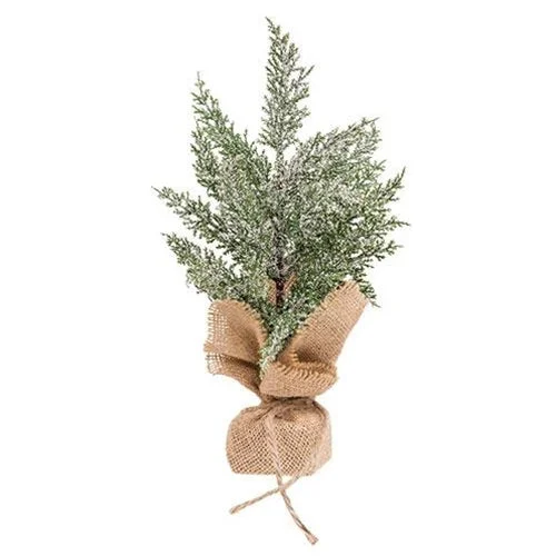 Snowy Mini Cedar Tree w Burlap Base 115