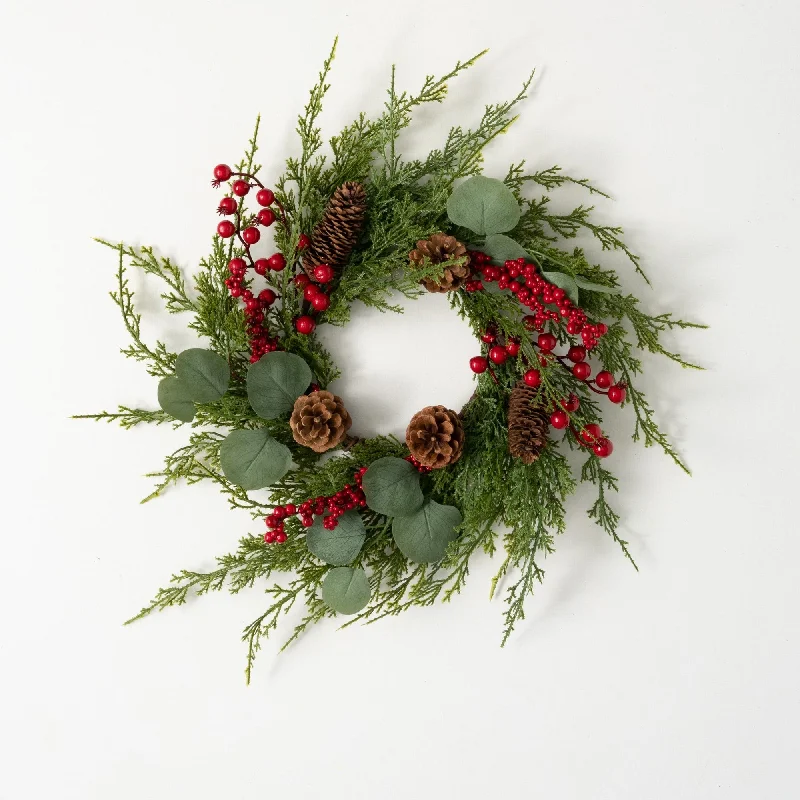 Sullivans Artificial Cedar Berry Christmas Wreath, Green