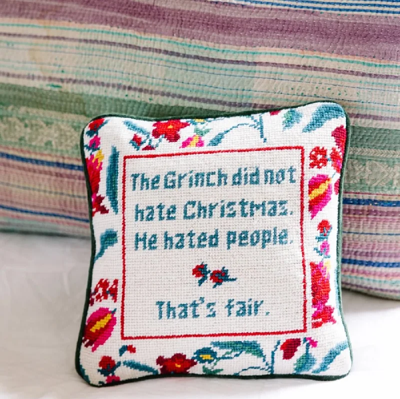 The Grinch Needlepoint Pillow