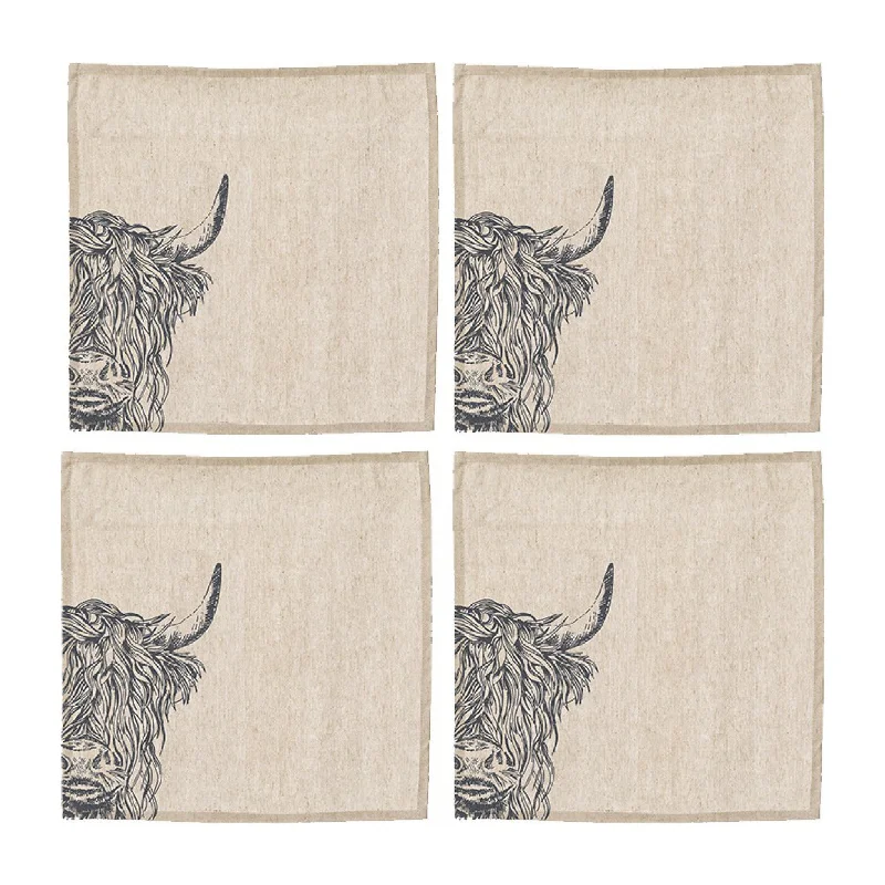 Linen Napkin Set | Highland Cow | 4-Piece