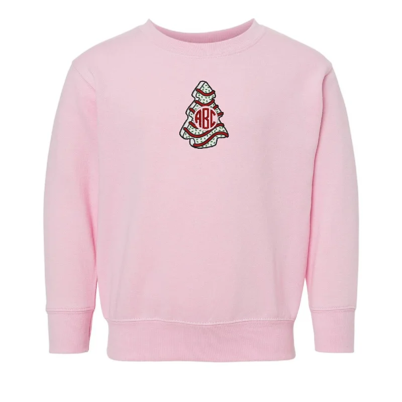 Toddler Monogrammed 'Christmas Tree Zebra Cake' Crewneck Sweatshirt