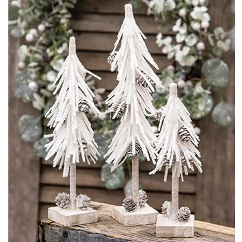 White Glittered Pinecone Tree 12