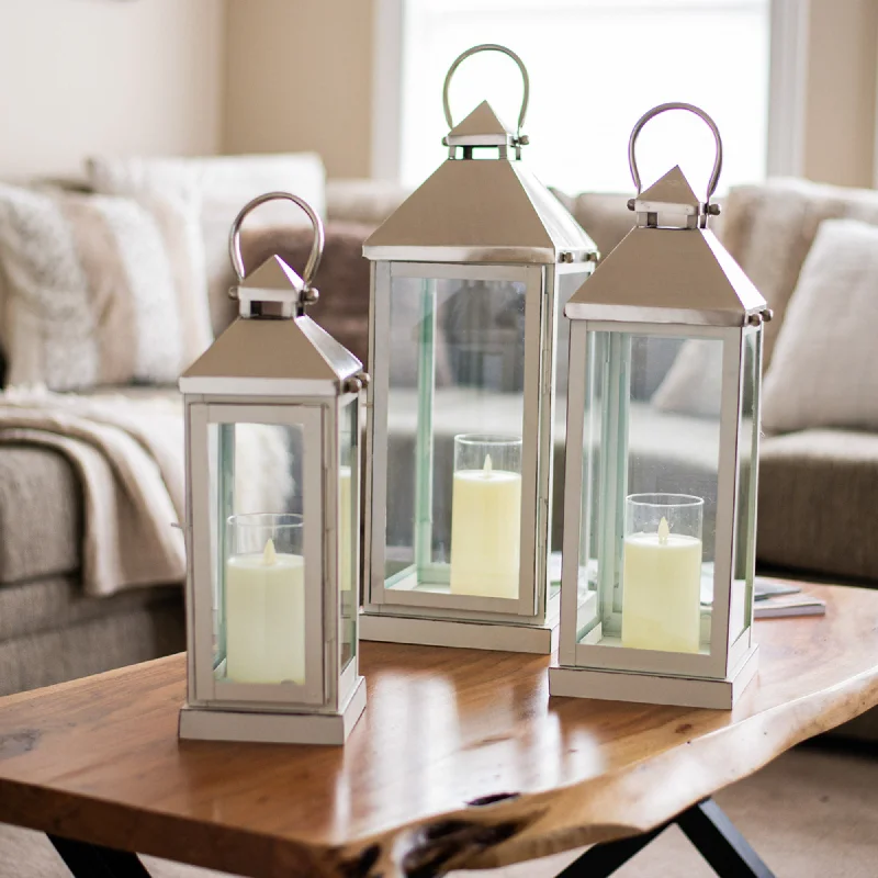 White Metal Horizon Lantern - 3 Sizes