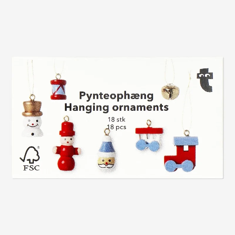 Wooden ornaments for hanging - 18 pcs