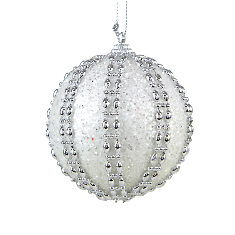 Christmas Bauble, Silver Trim #46- 8cm