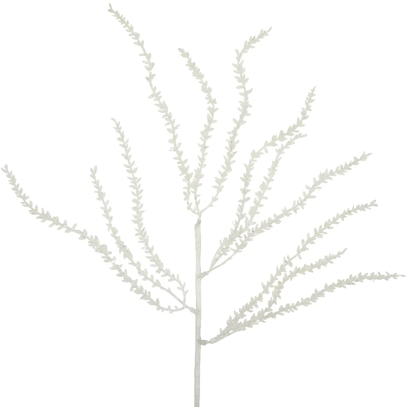 27" White Glittered Weeping Christmas Spray