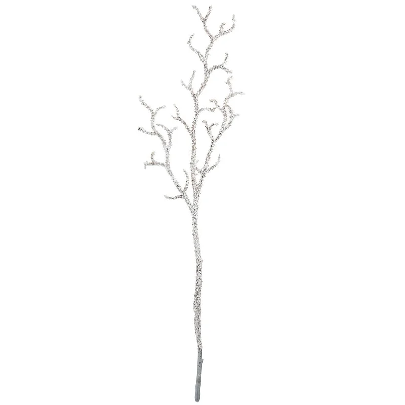 30" Glittered White Artificial Twig Christmas Spray