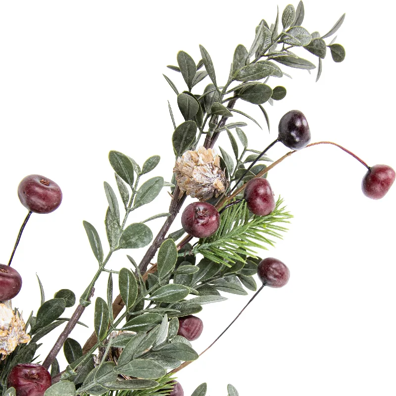 30" Mixed Foliage with Berries and Pinecones Artificial Christmas Spray