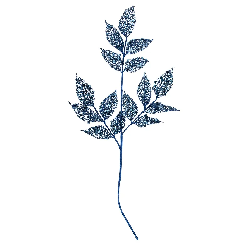 37" Glittered Blue Fern Christmas Spray