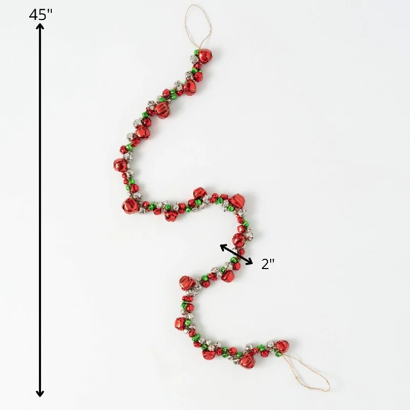 45"L Sullivans Christmas Red Green Jingle Bell Garland, Red-Green