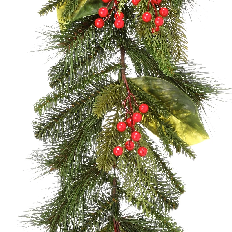 48" Uv Pine/Magnolia/Berry Spruce Garland - Green - 48