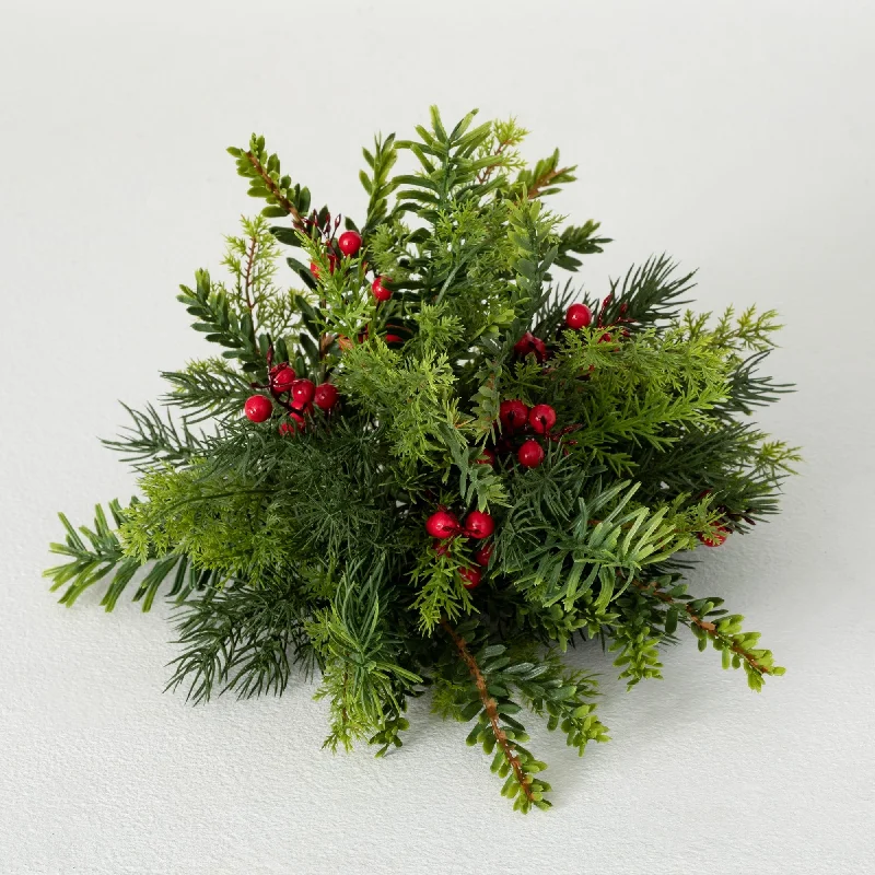 7"H Sullivans Pine And Berry Orb, Green - 11"L x 11"W x 7"H