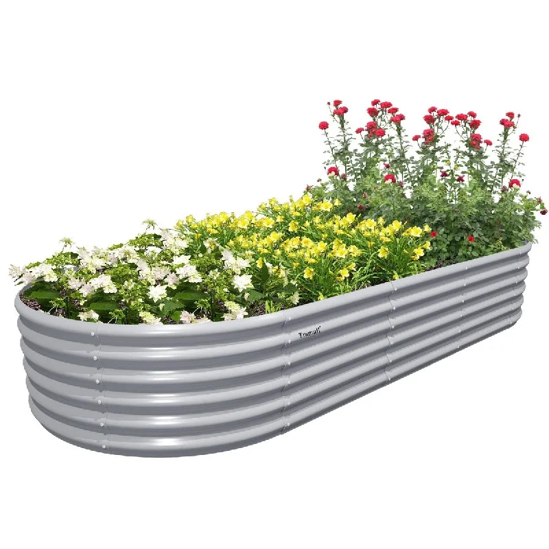 8×3×1.5ft Oval Galvanized Metal Raised Garden Beds - 96"×36"×18''