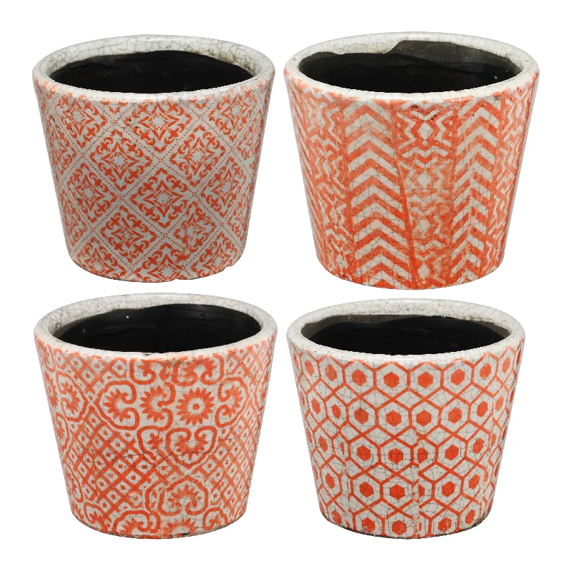 A&B Home Orange and White Small Planters (Set of 4)