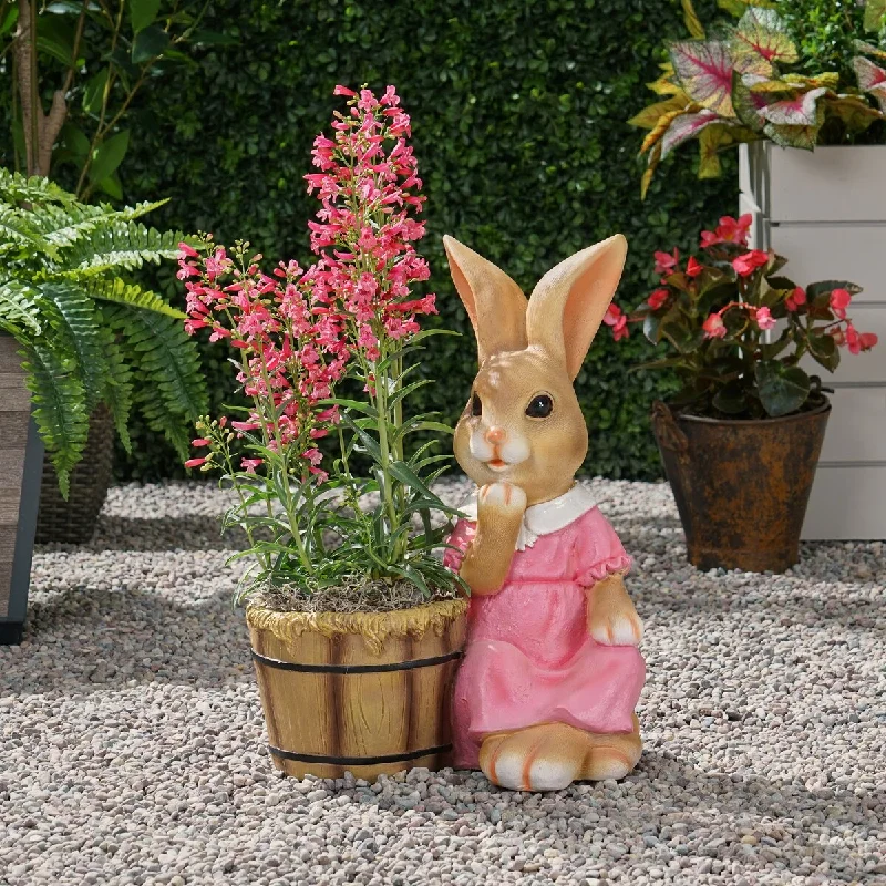 Bunny Statue Planter Cartoon Animal Plant Pots Rabbit Art Flower Pot Outdoor Decor Planter Pot for Gardening Flowers