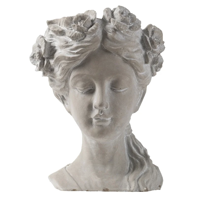 Bust Planter - 11" x 9.5" x 15.5" - Gray - 9.4" X 10.8" X 15.4" - 9.4" X 10.8" X 15.4"