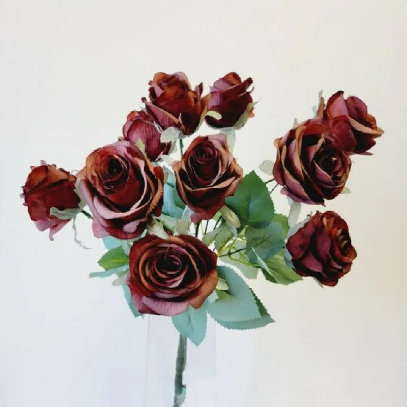 Dark Burgundy Roses Artificial Flower