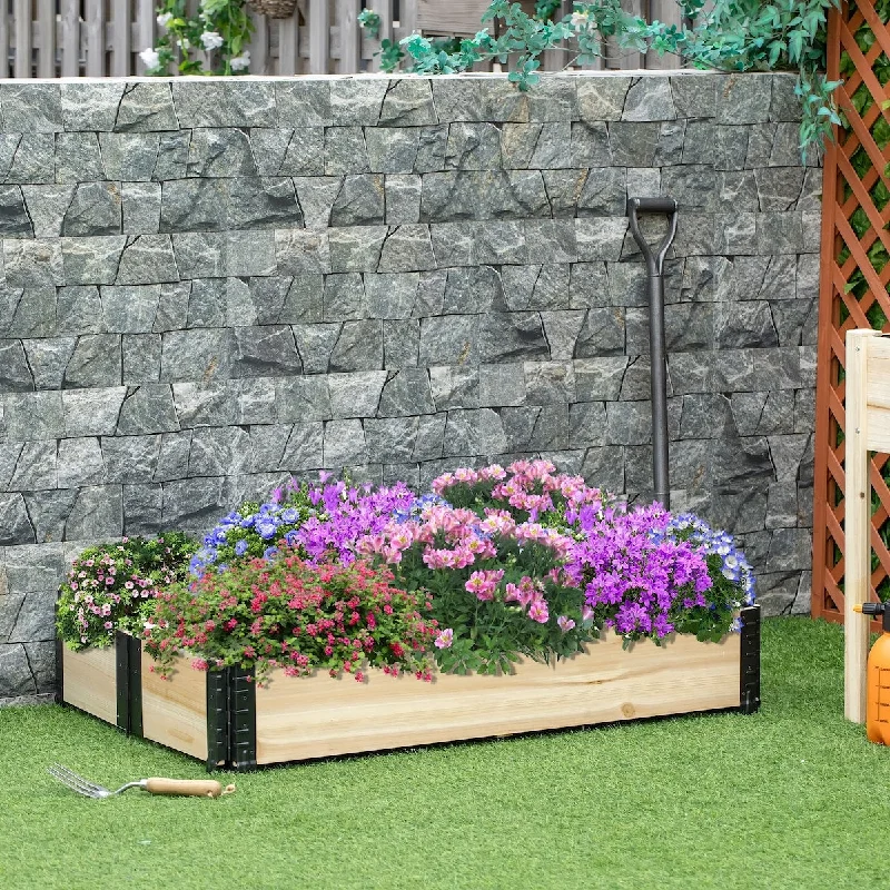 Foldable Raised Garden Bed,Wooded Elevated Ground Planter Box with Insert Extended Steel Corners,47x31x9in