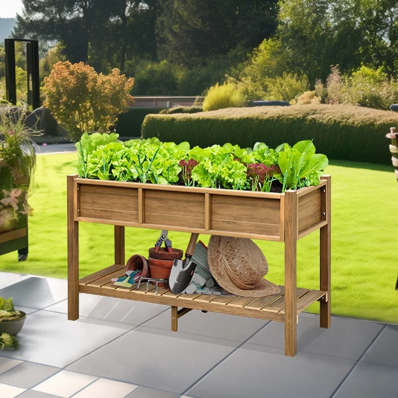 Moasis 48in Raised Garden Bed With Storage Shelf, Elevated Garden Bed