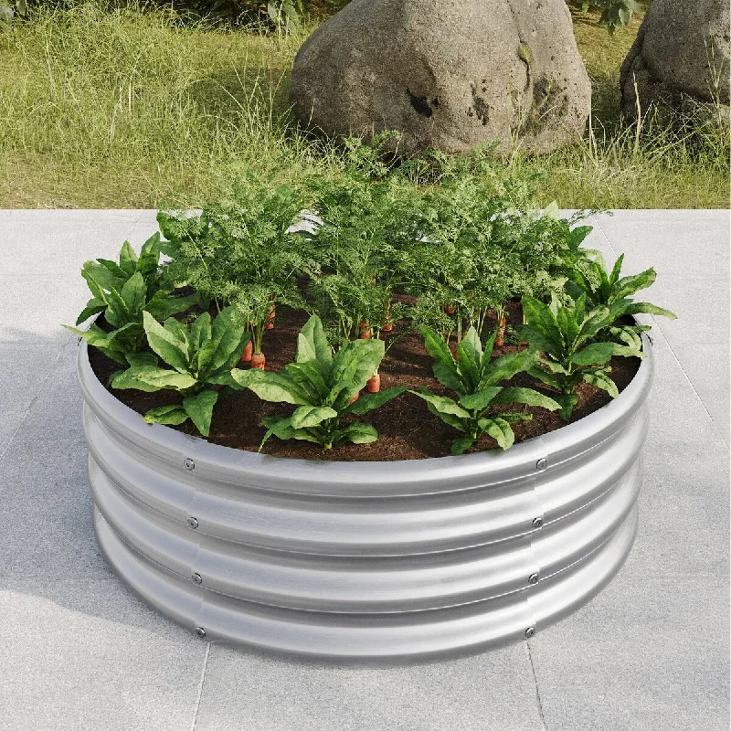 Outdoor Metal Round Raised Garden Bed,Planter Box for Vegetables,Flowers,Herbs