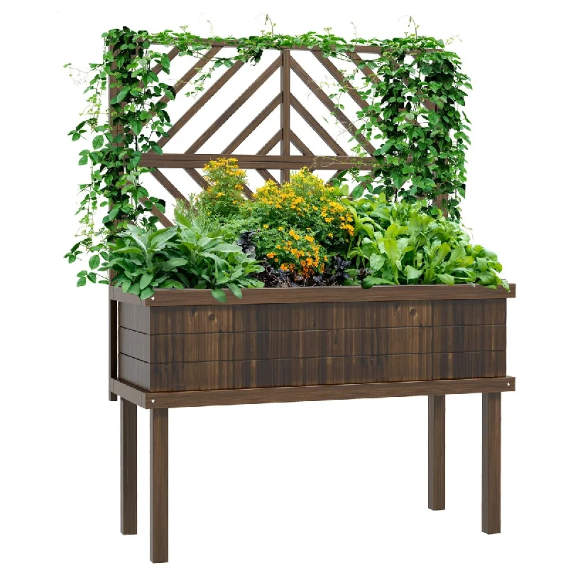 Outsunny Raised Garden Bed with Trellis