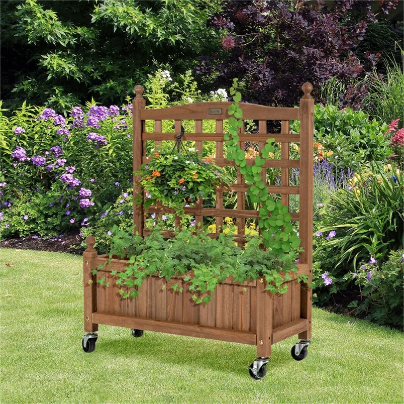 Planter Box with Trellis Mobile Raised Bed