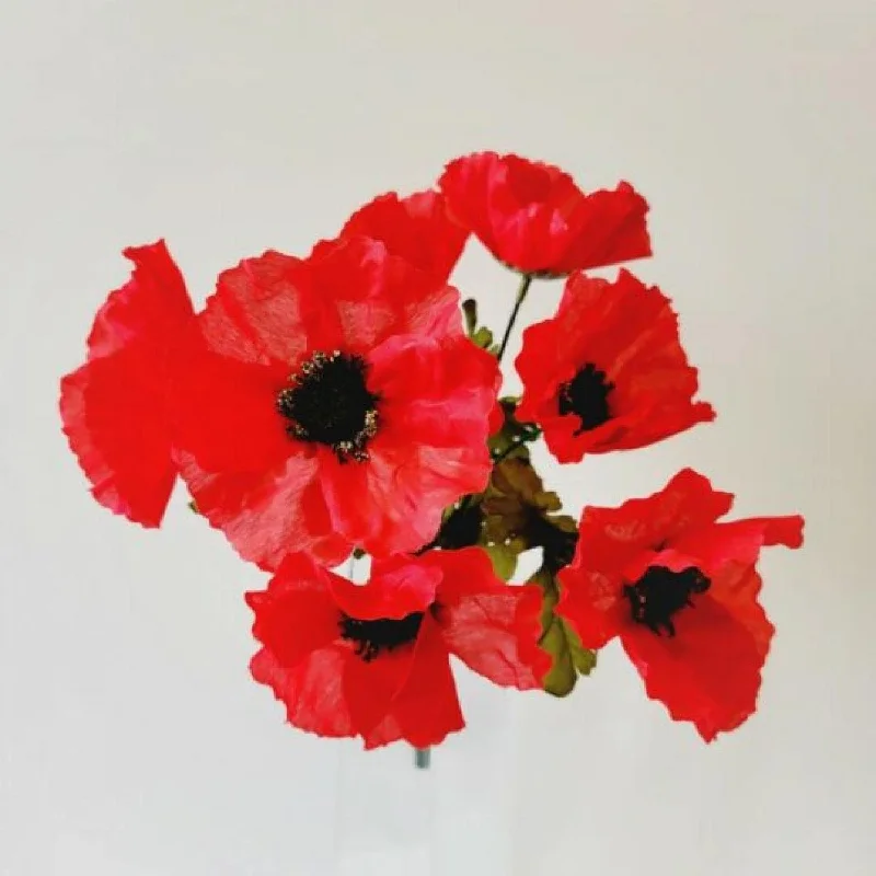 Red Poppy Bush Artificial Flower