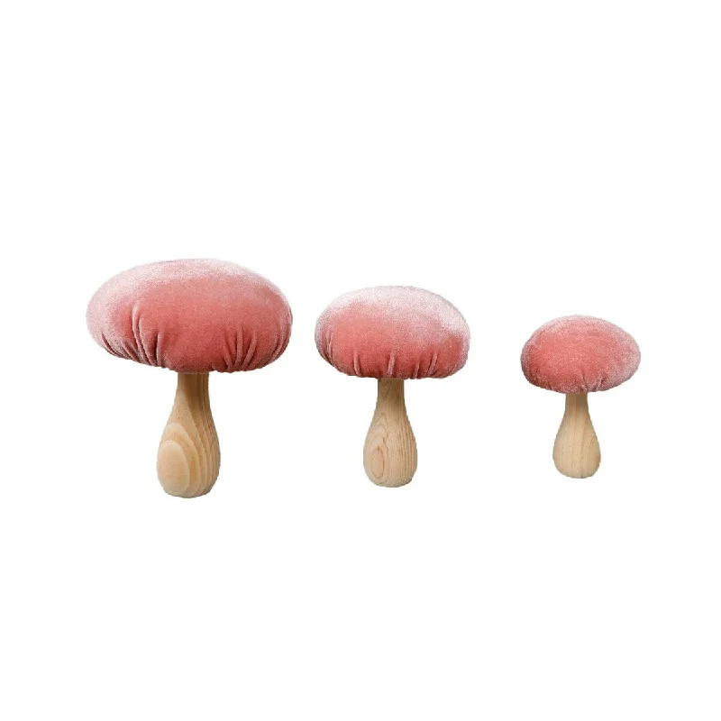 Set of 3 Coral Velvet Mushrooms