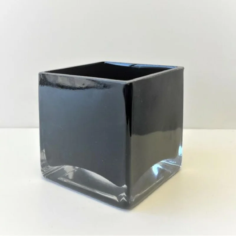 Square Black Glass Vase