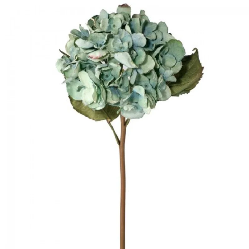 Teal Dried Look Hydrangea Stem Artificial Flower