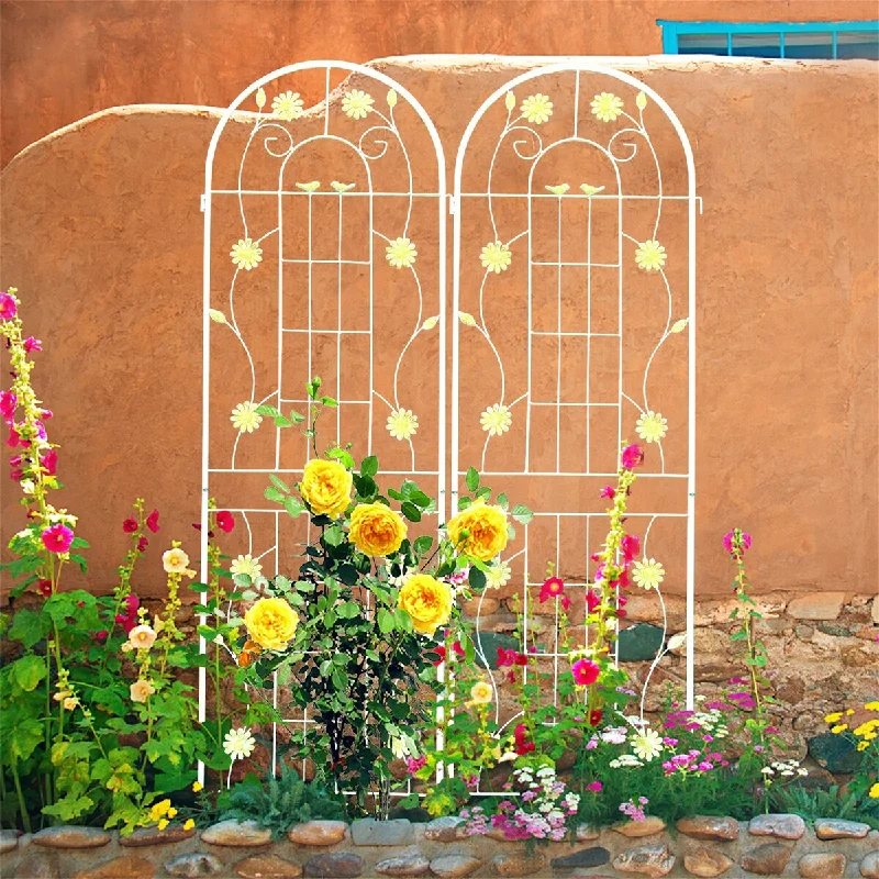 White 2 Pack Metal Garden Trellis