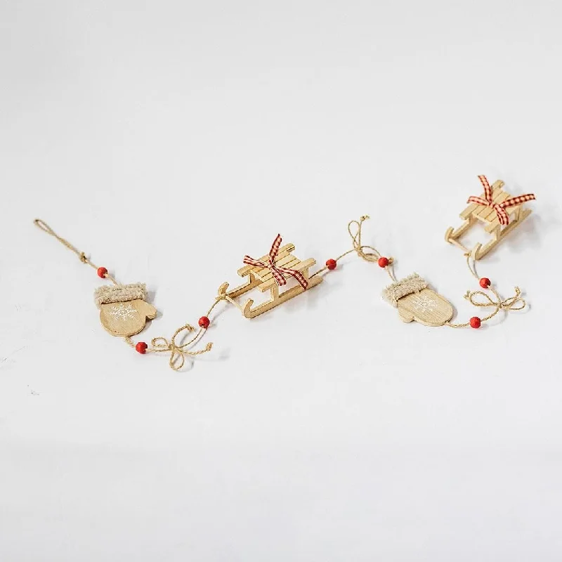 Wooden Sleds And Mittens Garland - Multi